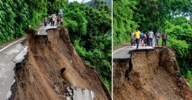 डिमटा बैंड के पास NH-707A का एक बड़ा हिस्सा क्षतिग्रस्त, दोनों तरफ से यातायात पूरी तरह ठप